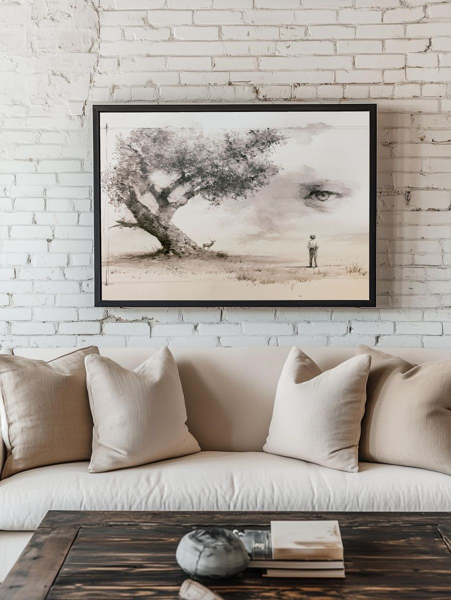 Surreal Tree and Eye Illustration Poster. room preview