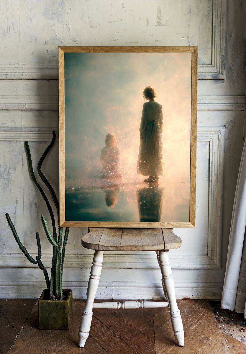 Dreamlike Figures Surrealism Print. — room view 1