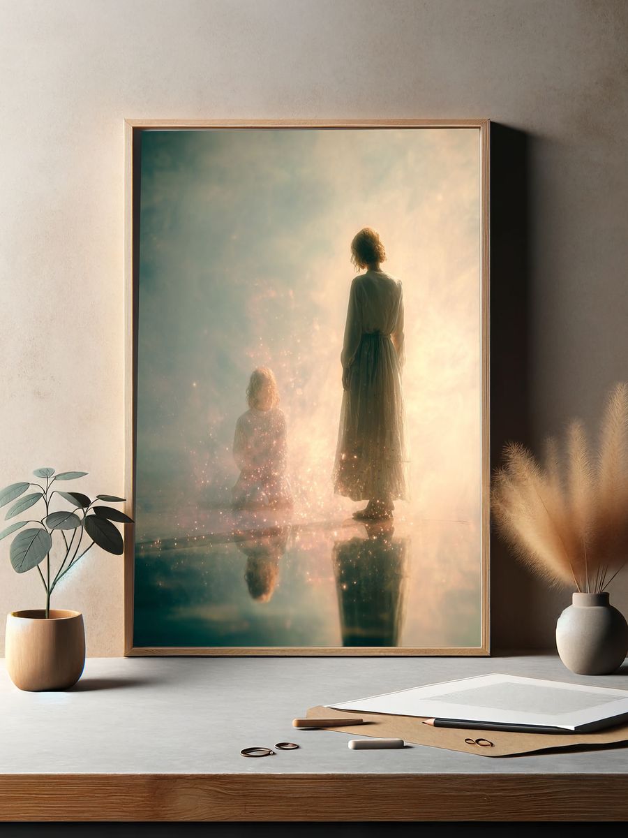 Dreamlike Figures Surrealism Print. — room view 2