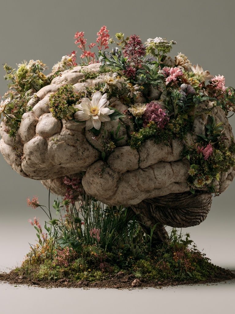Floral Brain Surrealism Print. poster — fine-art art