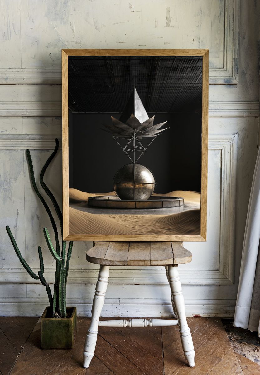 Surreal Desert Sculpture Print. room preview