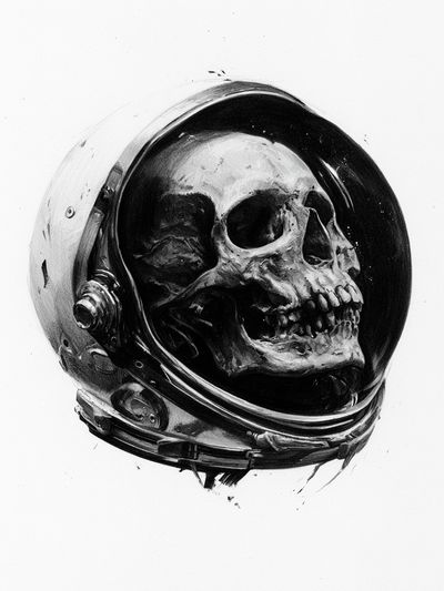 Astronaut Skull — Surrealism Print. poster