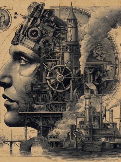 Industrial Surreal Portrait Print. poster print