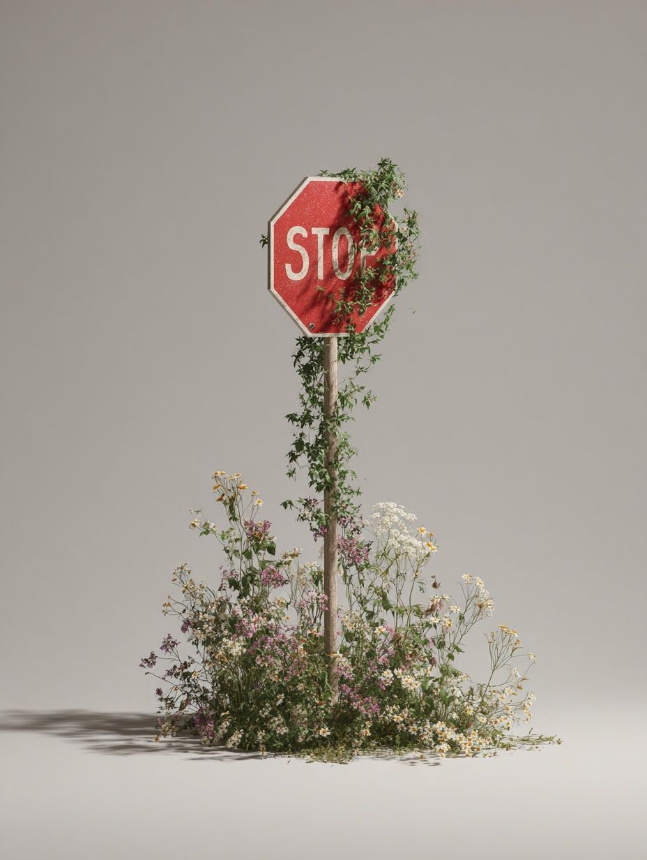 Stop Sign Floral Surrealism Print. poster detail
