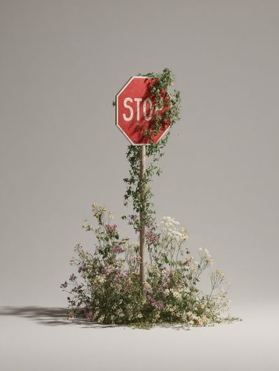 Stop Sign Floral Surrealism Print.