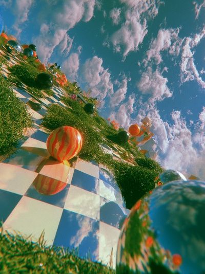 Surreal Checkerboard Sky Poster.