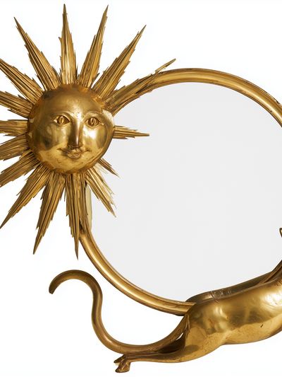 Golden Sun and Cat Surreal Print. poster