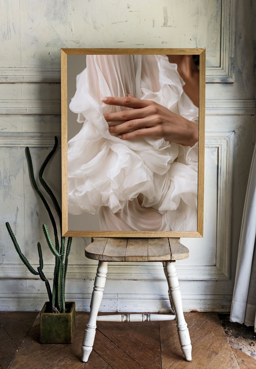 White Ruffled Fabric Fashion Poster. room preview