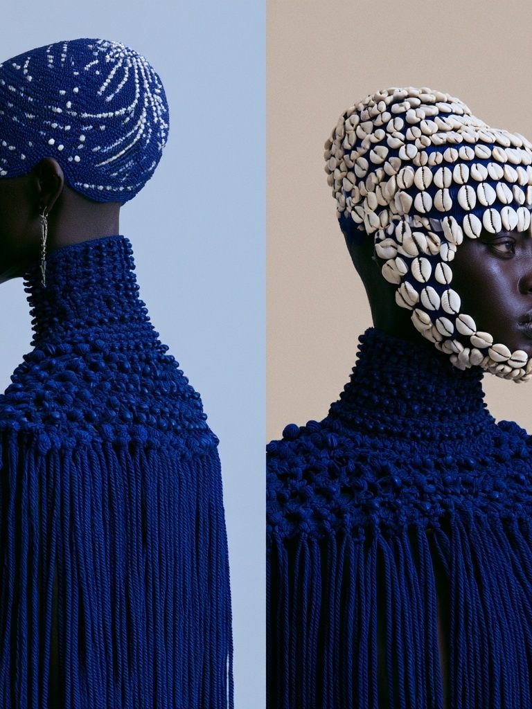 Shell-Adorned Portrait Fashion Print. poster — fashion art
