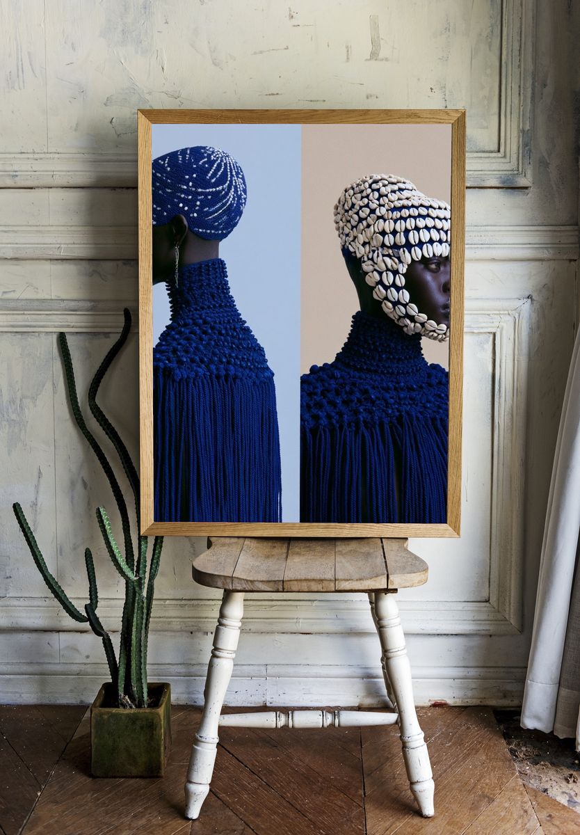 Shell-Adorned Portrait Fashion Print. room preview