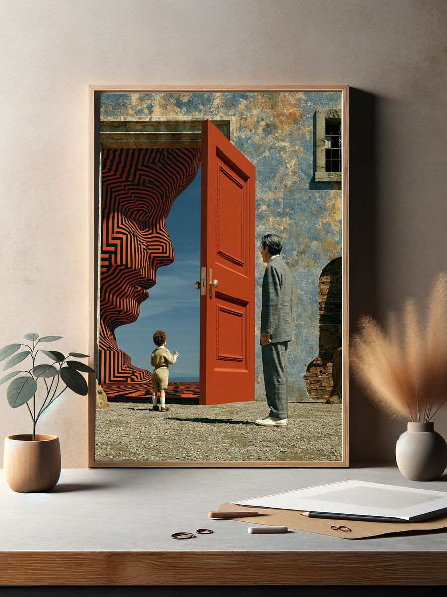 Surreal Doorway Illusion Print. — room view 2