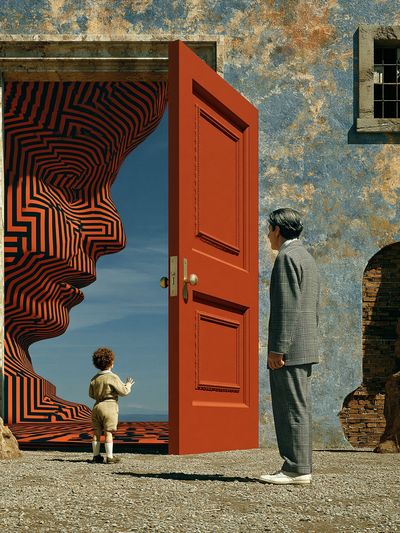 Surreal Doorway Illusion Print.