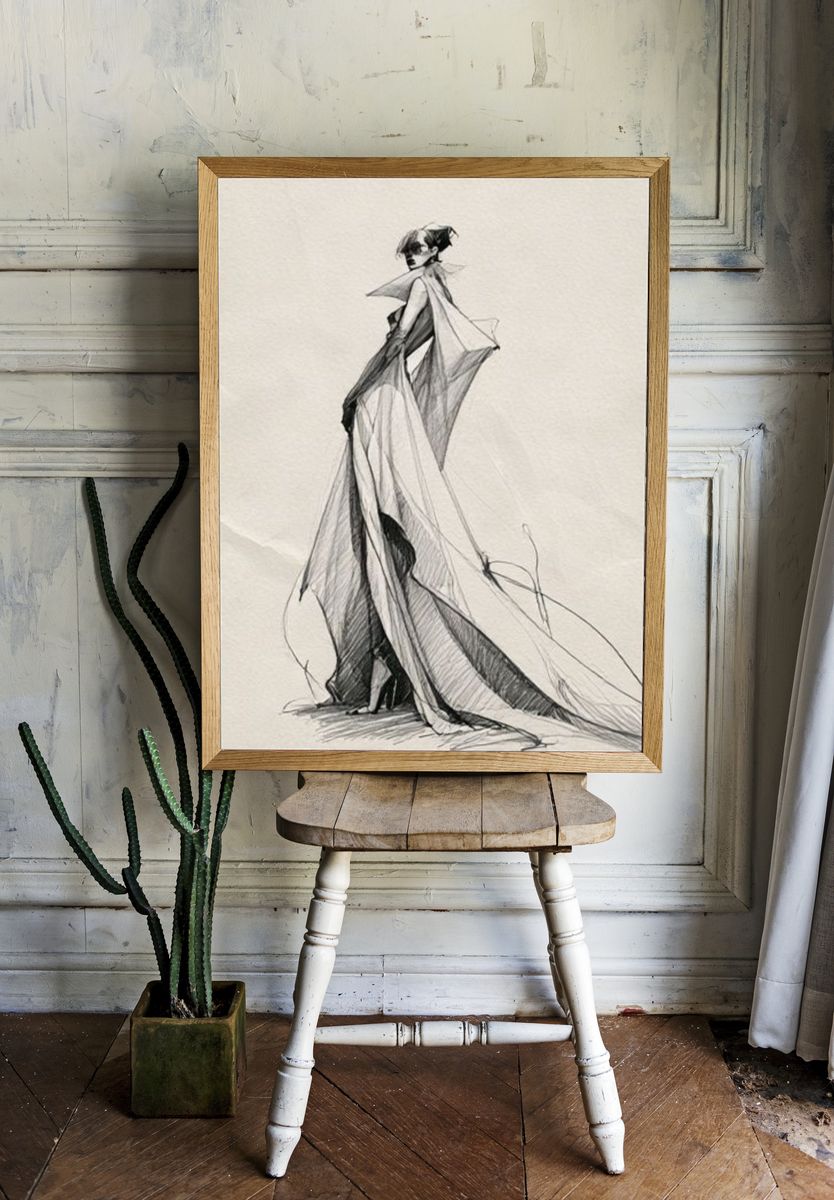 Fashion Figure Sketch Poster. room preview