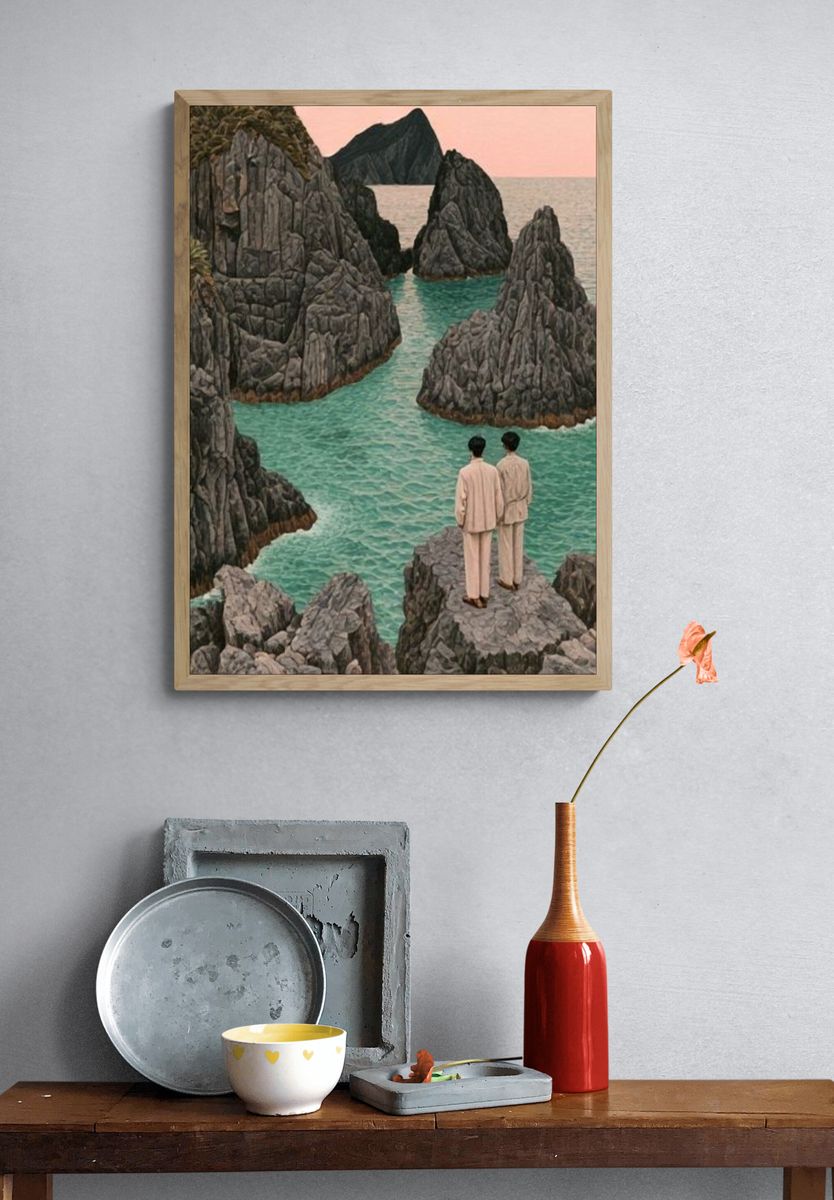 Surreal Coastal Cliffs Print. — room view 3