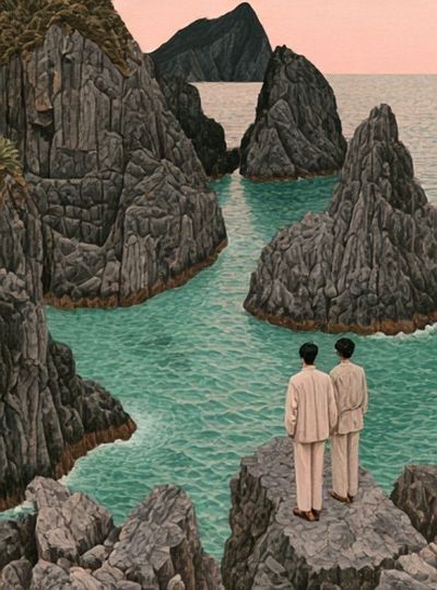 Surreal Coastal Cliffs Print. poster