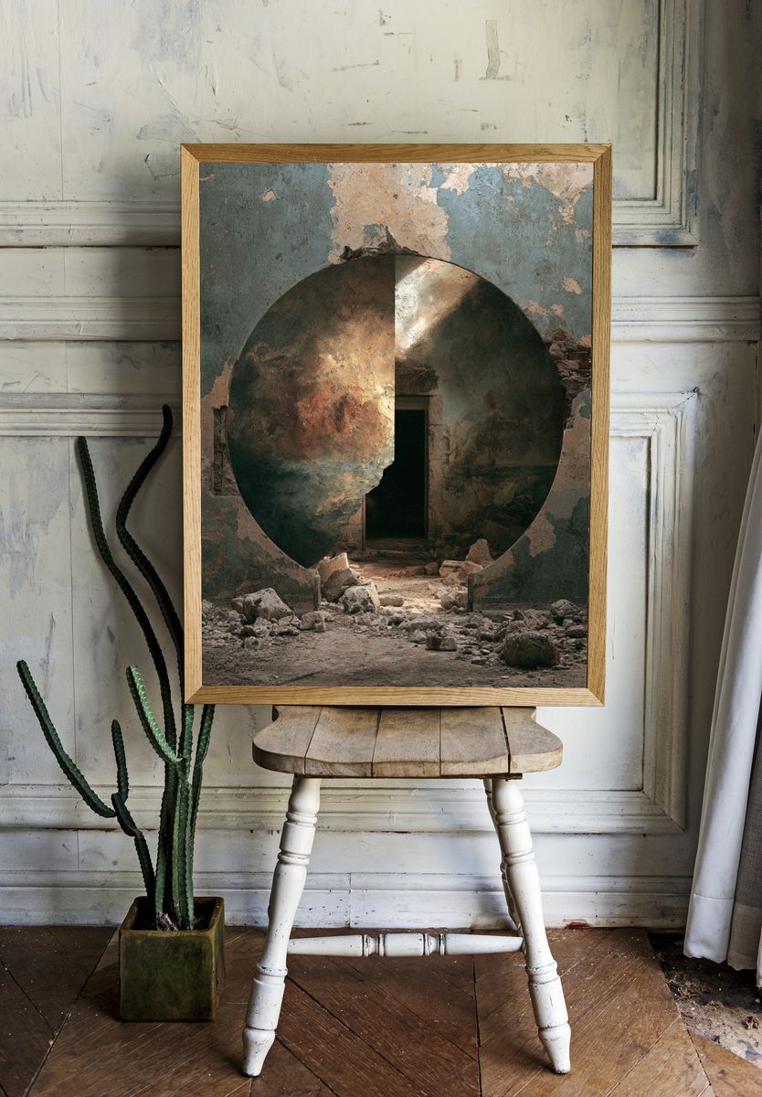 Ruined Archway Surrealism Print. room preview