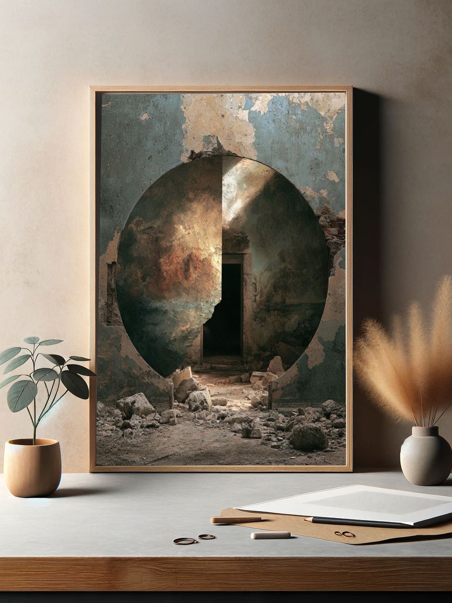 Ruined Archway Surrealism Print. — room view 2
