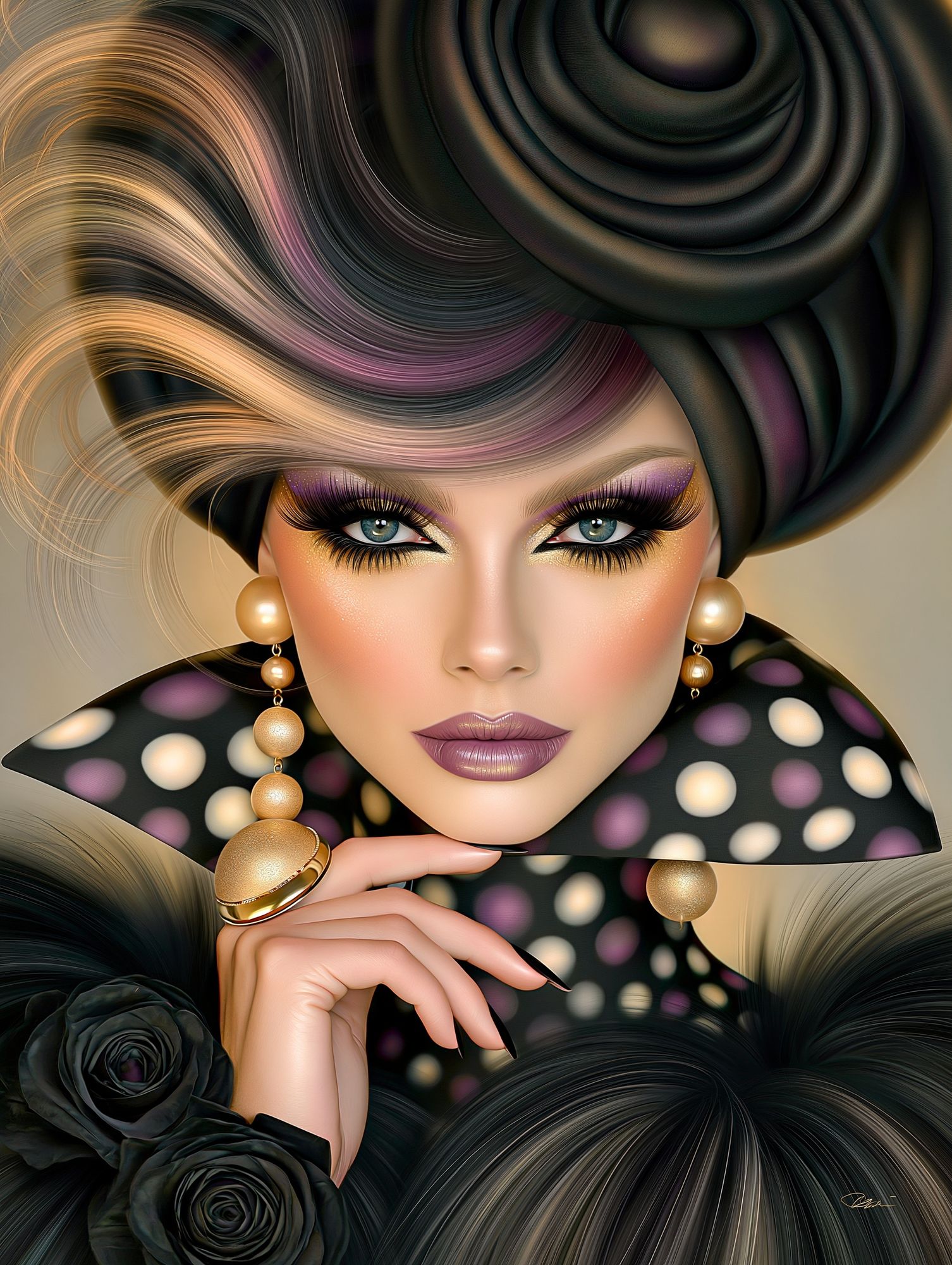 Glamorous Fashion Portrait Print. poster — illustration art