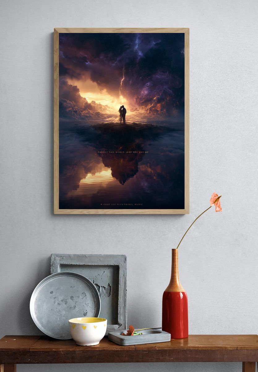 Cosmic Lovers Surrealism Poster. — room view 3