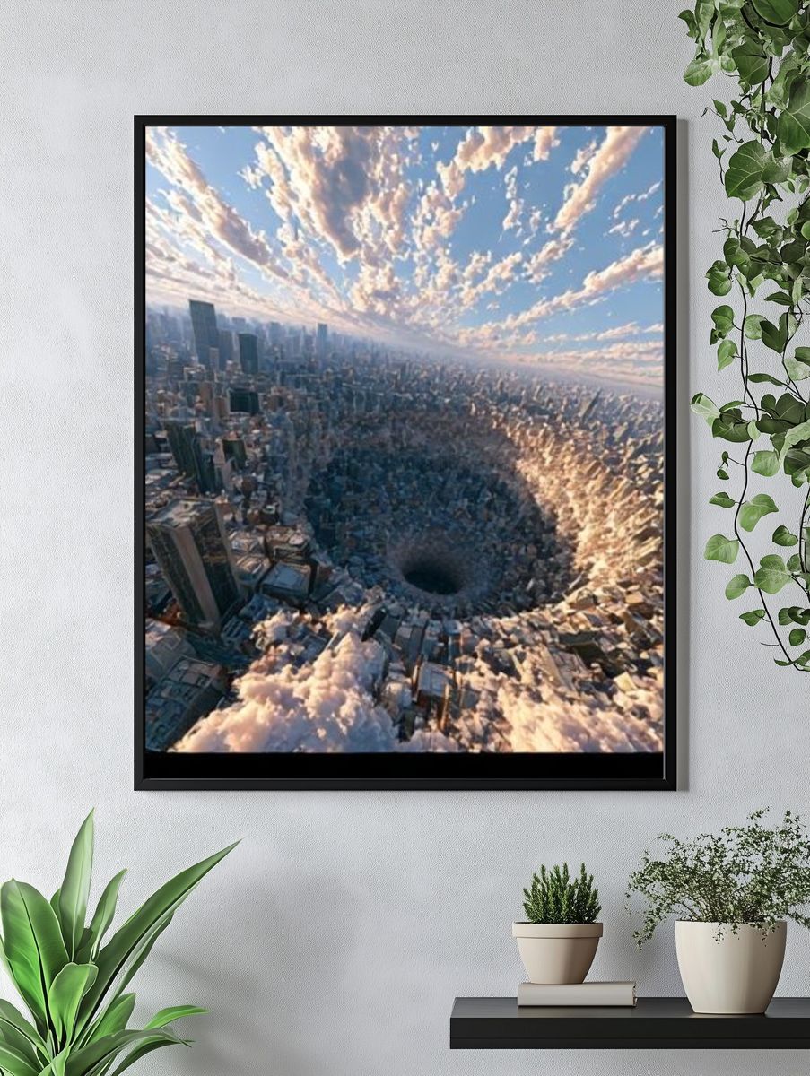 City Sinkhole Surrealism Poster. — room view 4