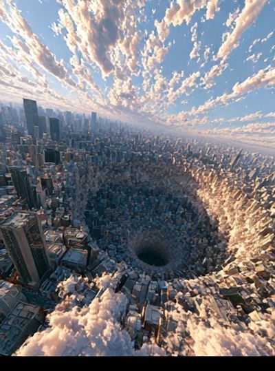 City Sinkhole Surrealism Poster.