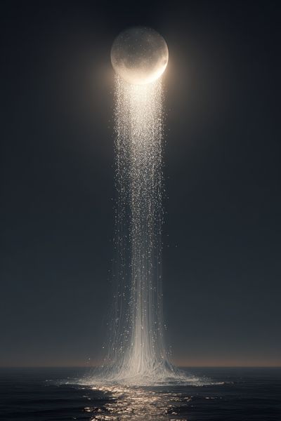 Moonlit Ocean Beam Surrealism Poster.