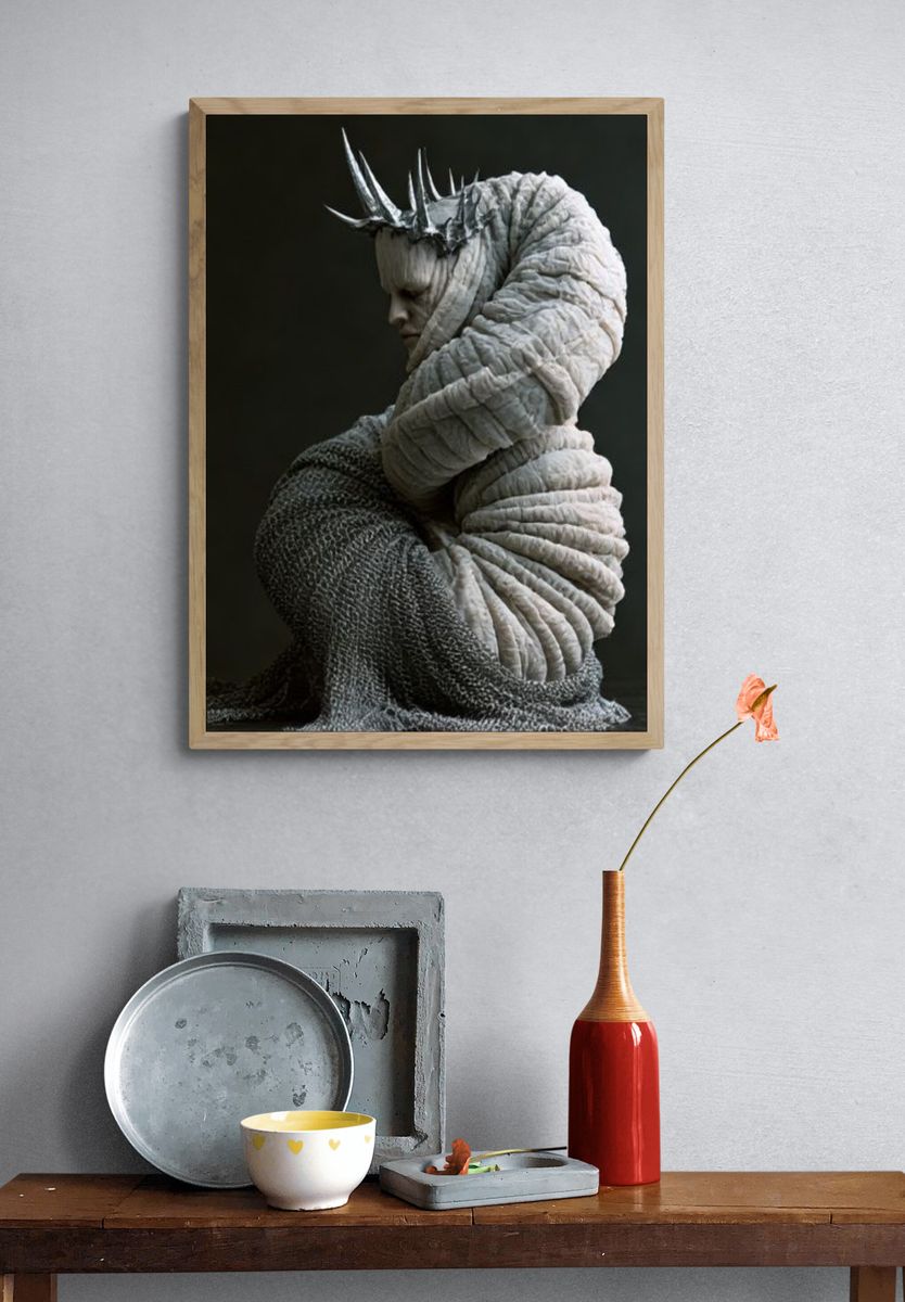 Surreal Crowned Figure Print. — room view 3