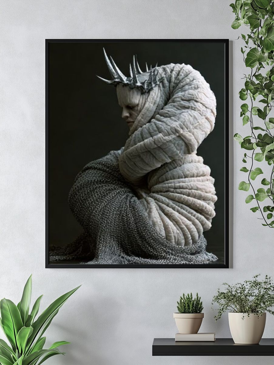 Surreal Crowned Figure Print. — room view 4