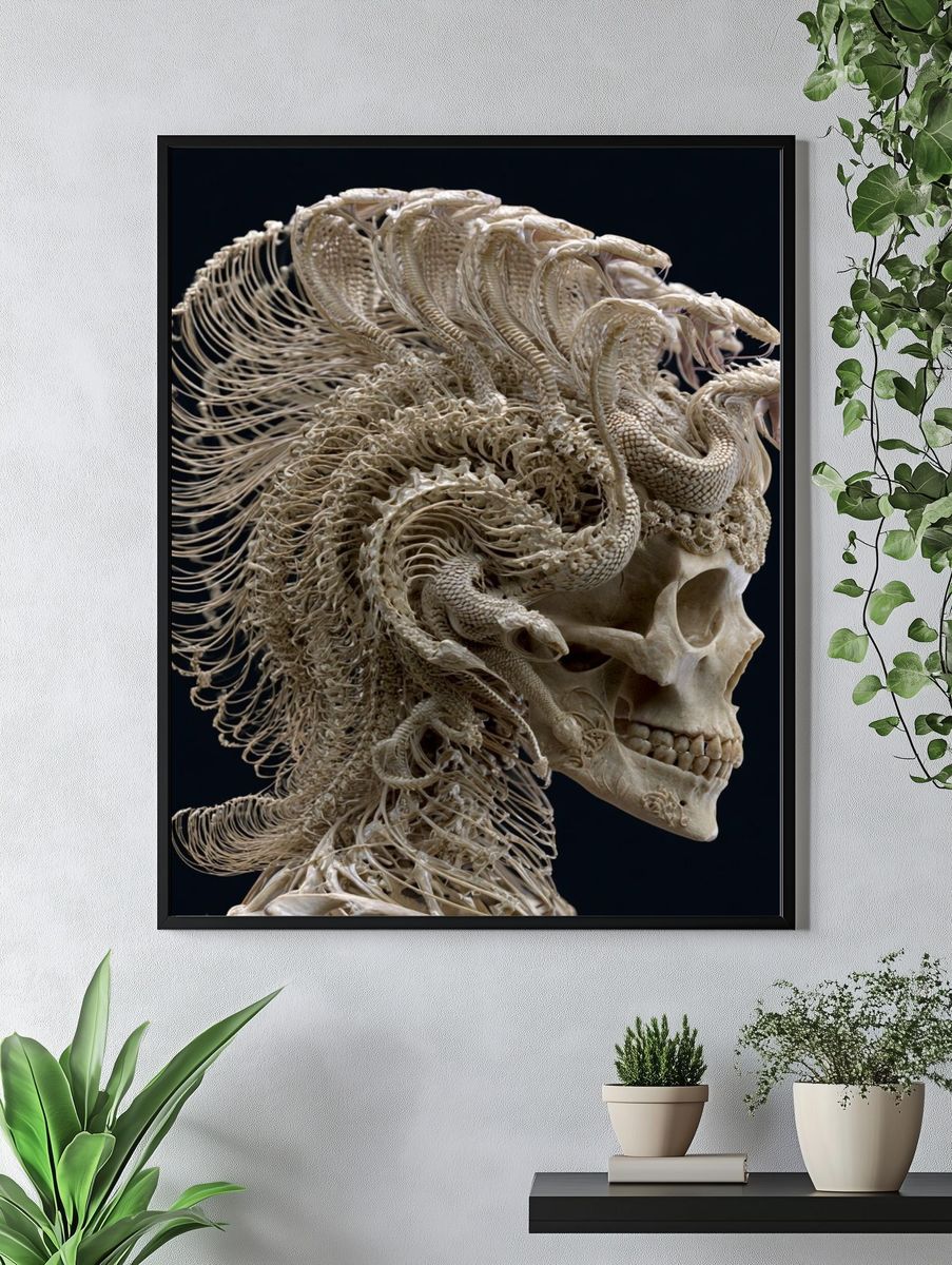 Serpent Skull Surrealism Print. — room view 4