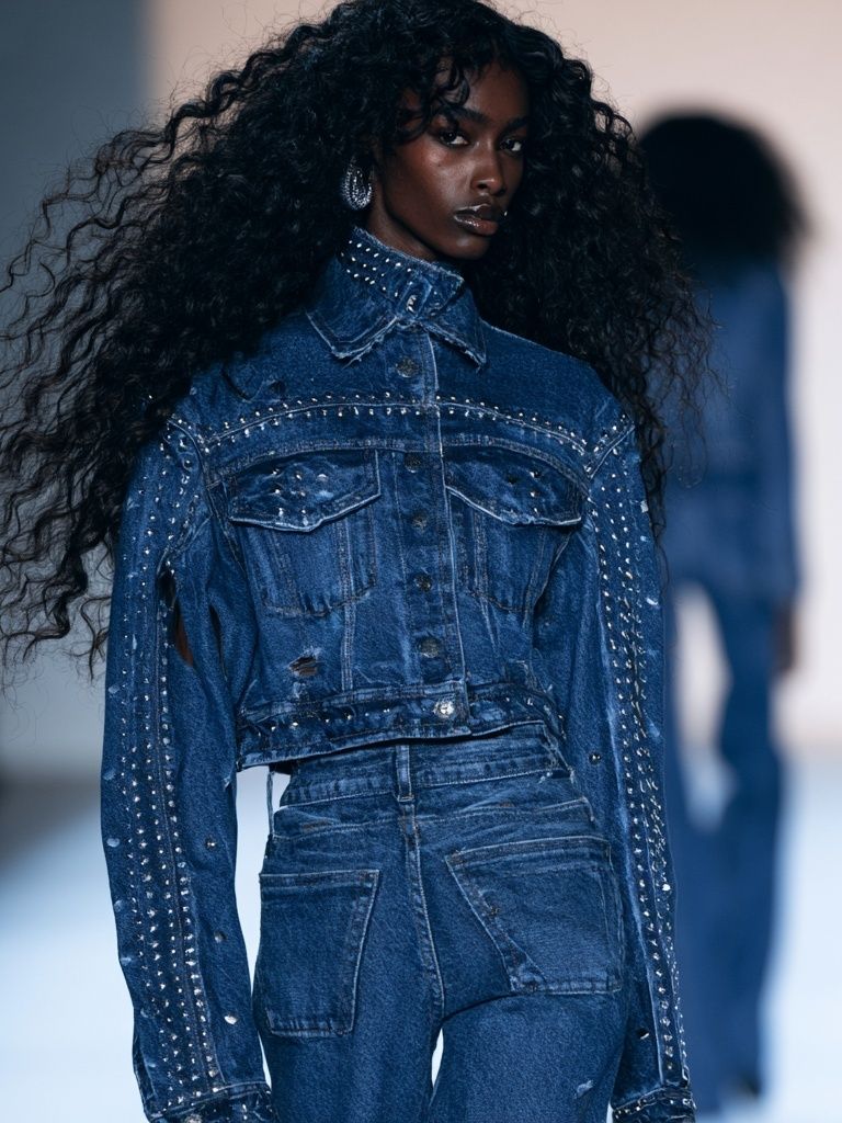 Denim Runway Portrait Poster. poster — fashion art