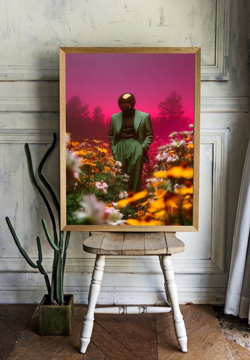 Surreal Floral Figure Poster. room preview