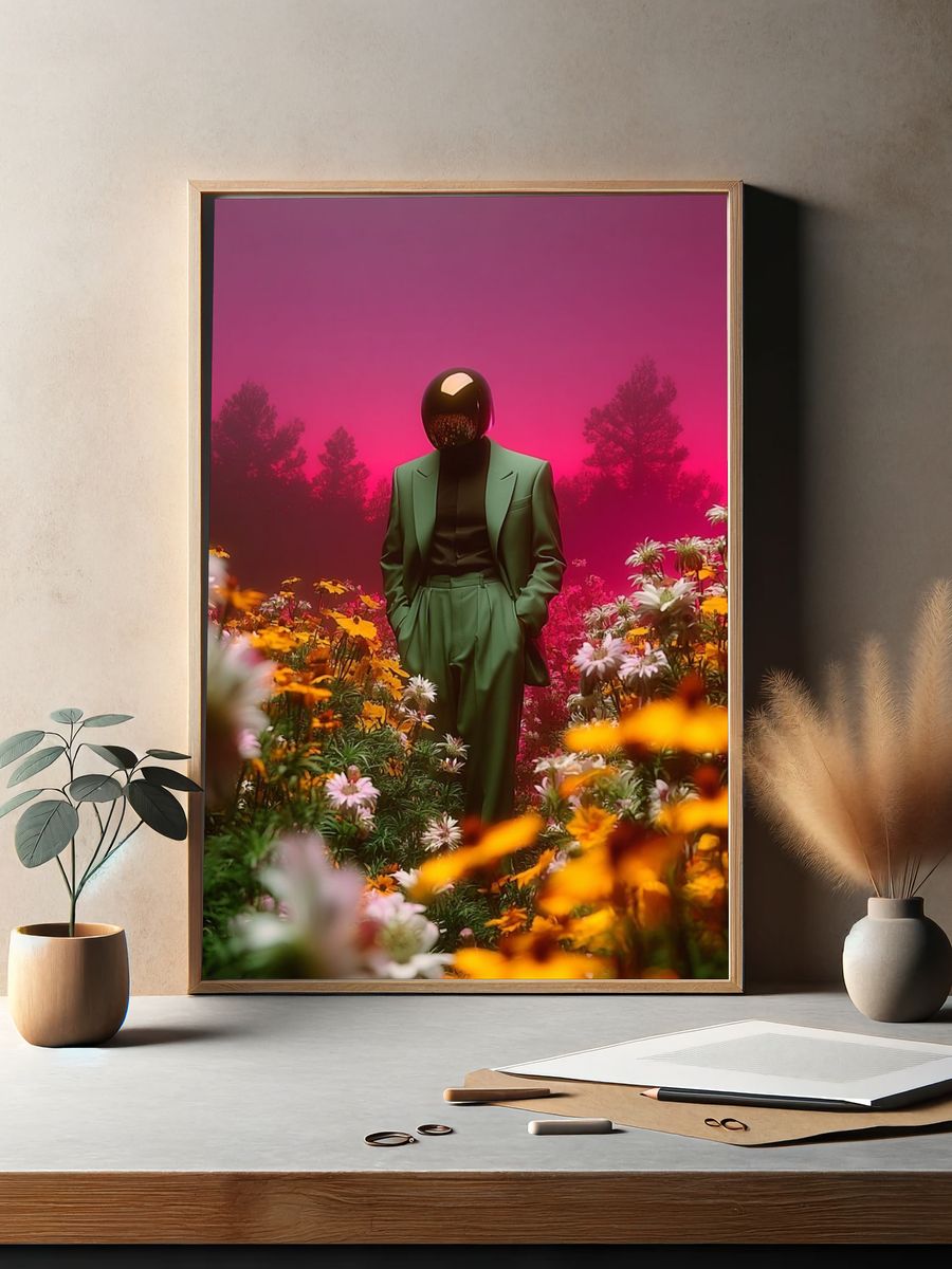 Surreal Floral Figure Poster. — room view 2
