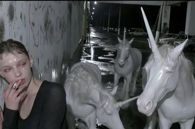 Surreal Unicorn Night Street Print.