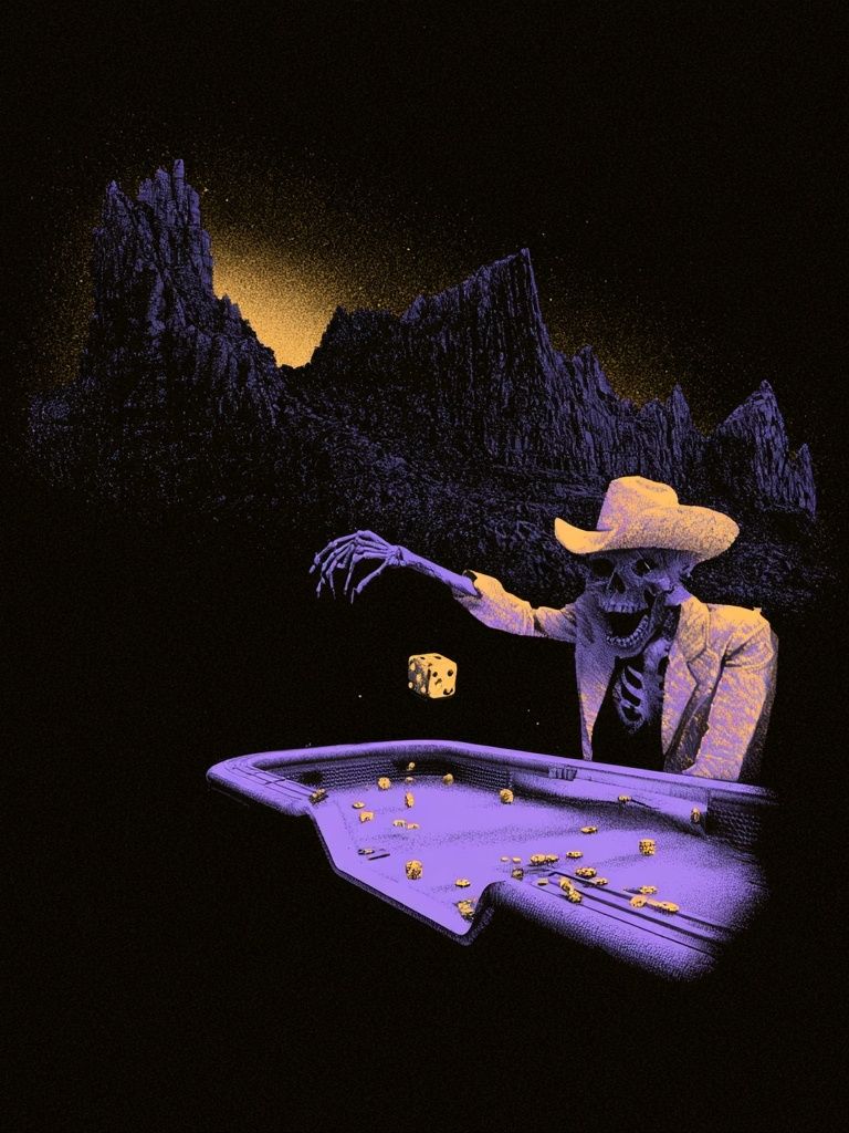 Skeleton Cowboy Casino Surrealism Poster. poster — fine-art art