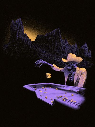Skeleton Cowboy Casino Surrealism Poster.