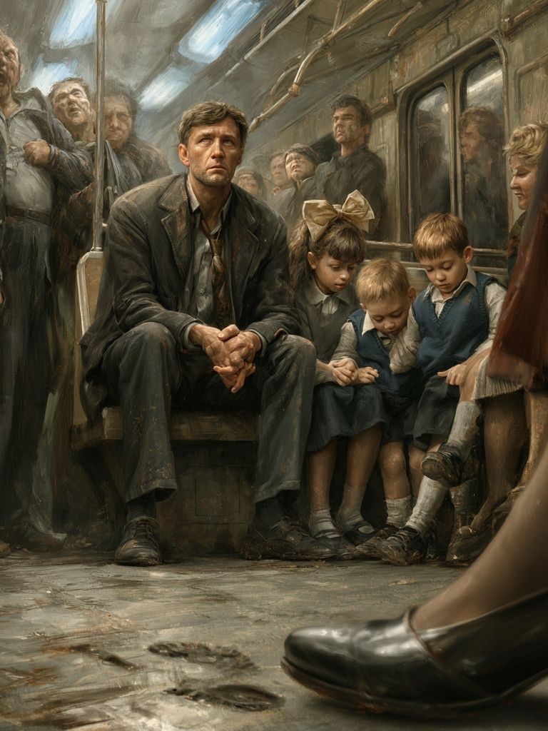 Subway Commute — Surrealist Print. poster — fine-art art
