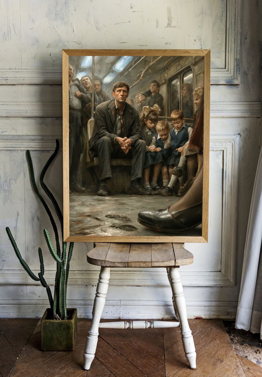 Subway Commute — Surrealist Print. room preview