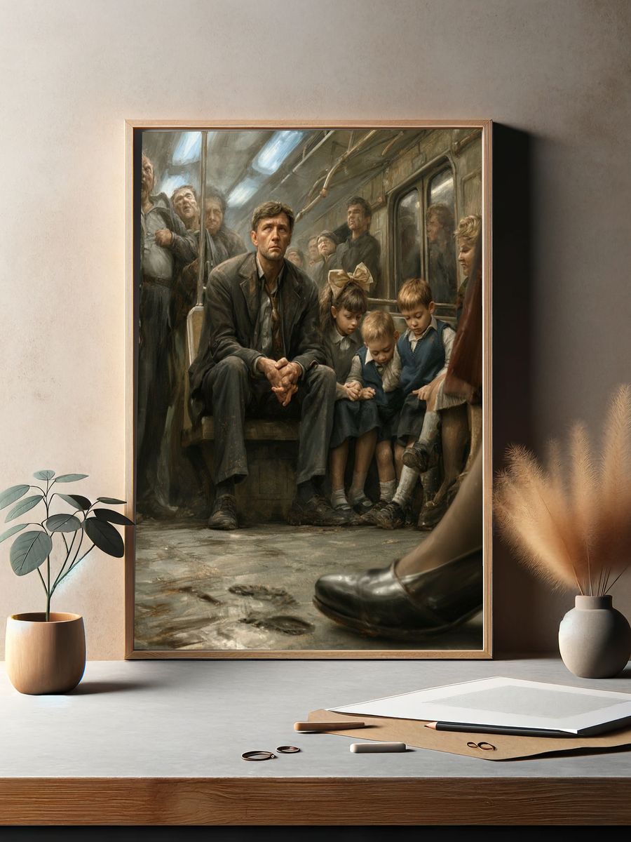 Subway Commute — Surrealist Print. — room view 2