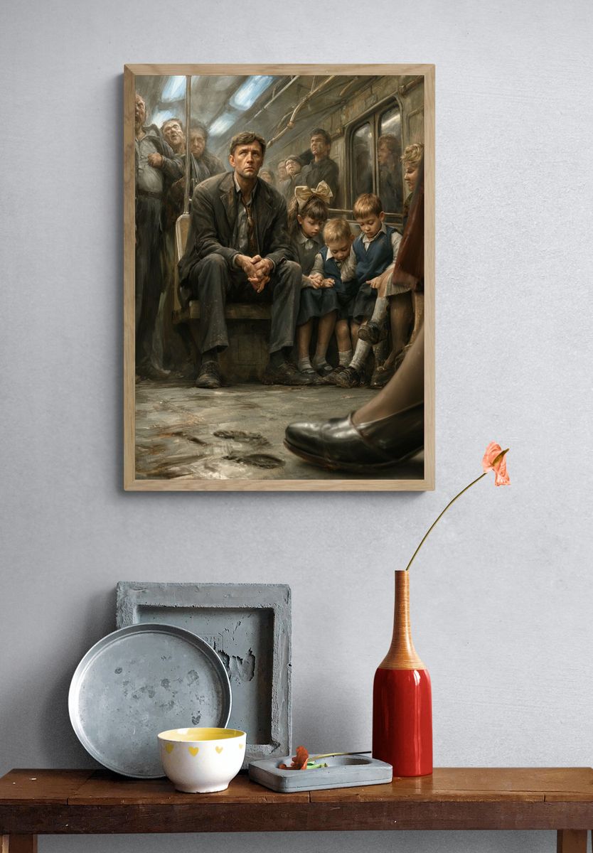 Subway Commute — Surrealist Print. — room view 3