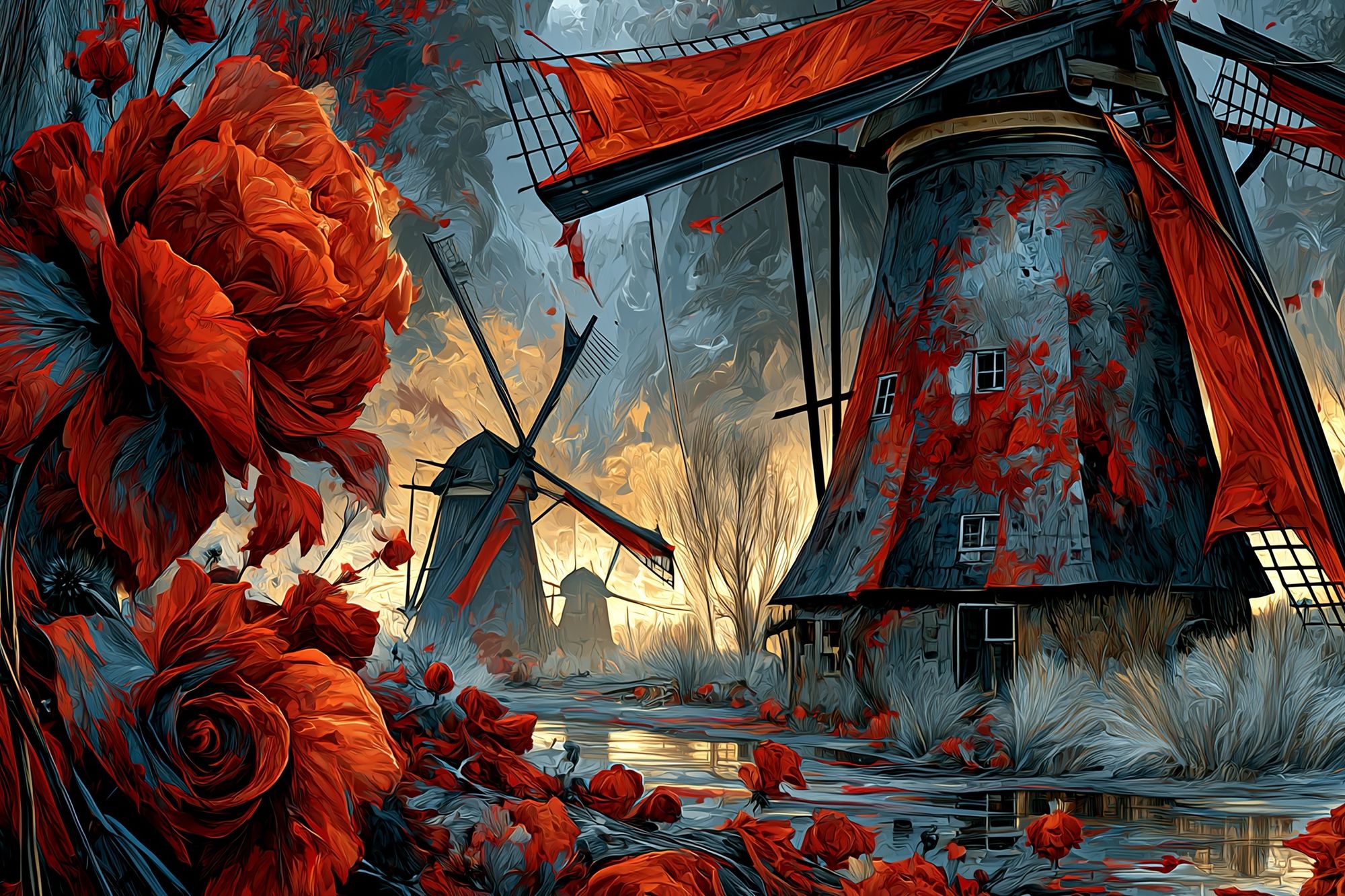 Windmill Garden Surrealism Poster. poster — fine-art art