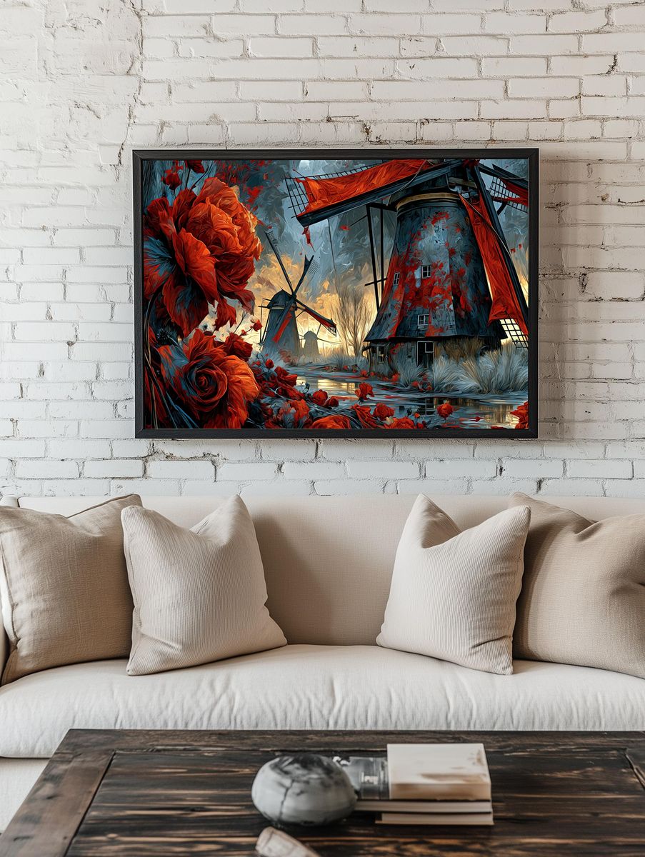 Windmill Garden Surrealism Poster. room preview