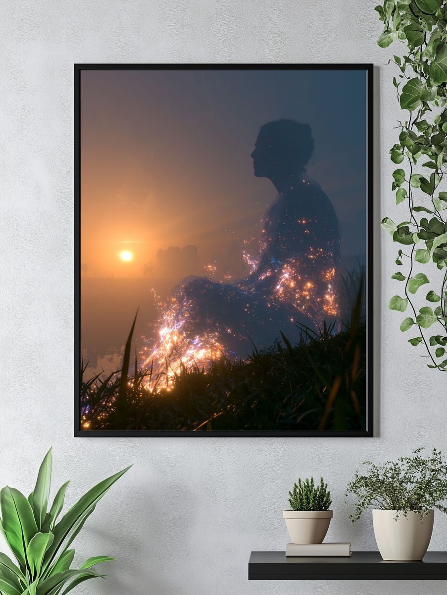Cosmic Silhouette Sunset Print. — room view 4