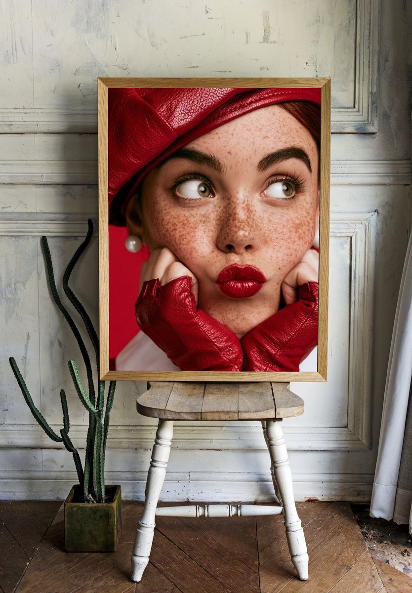 Red Fashion Portrait Poster. — room view 1