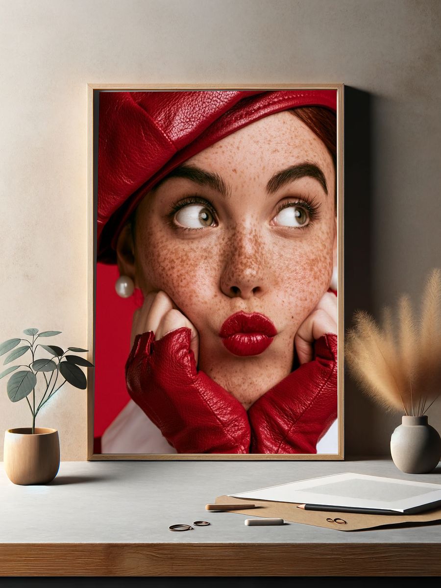 Red Fashion Portrait Poster. — room view 2