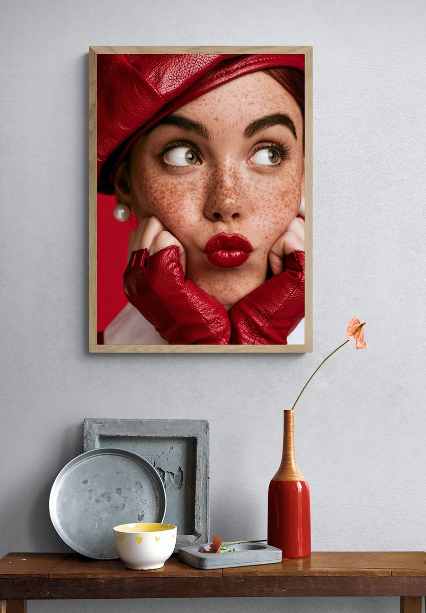 Red Fashion Portrait Poster. — room view 3