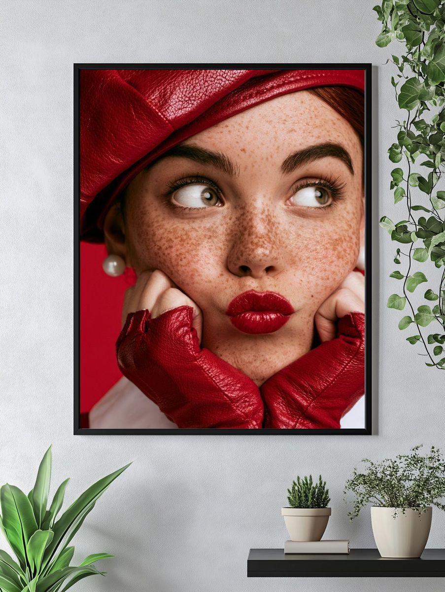 Red Fashion Portrait Poster. — room view 4