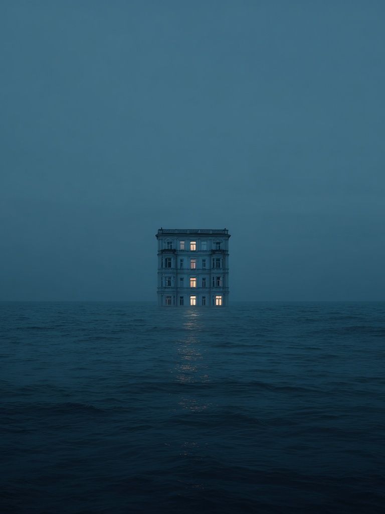 Solitary House at Sea Print. poster — fine-art art