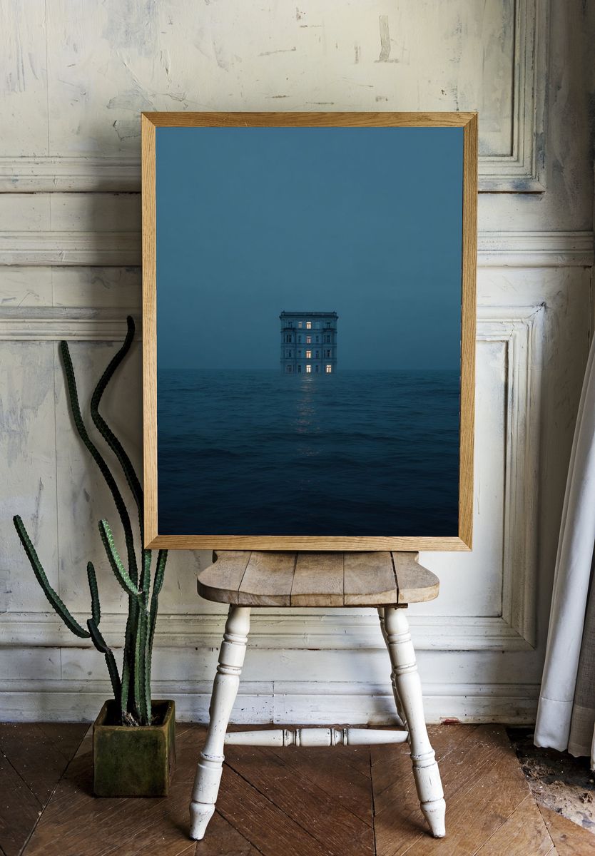 Solitary House at Sea Print. — room view 1