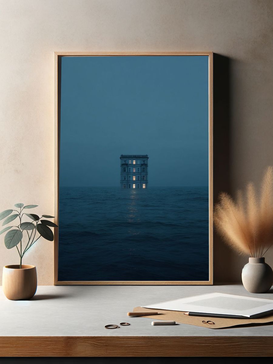 Solitary House at Sea Print. — room view 2