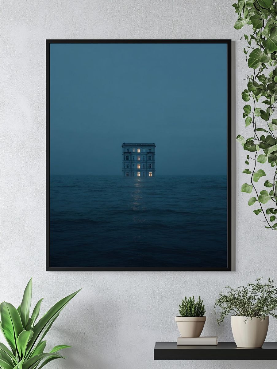 Solitary House at Sea Print. — room view 4